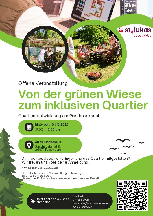 Mittwoch, 01.10.2025, Von der grünen Wiese zum inklusiven Quartier (Gasthauskanal), 17:00 Uhr, Papenburg